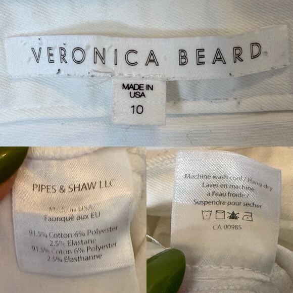 Veronica Beard Skinny Zip Pocket Denim Trousers White size 10 - Picture 6 of 6